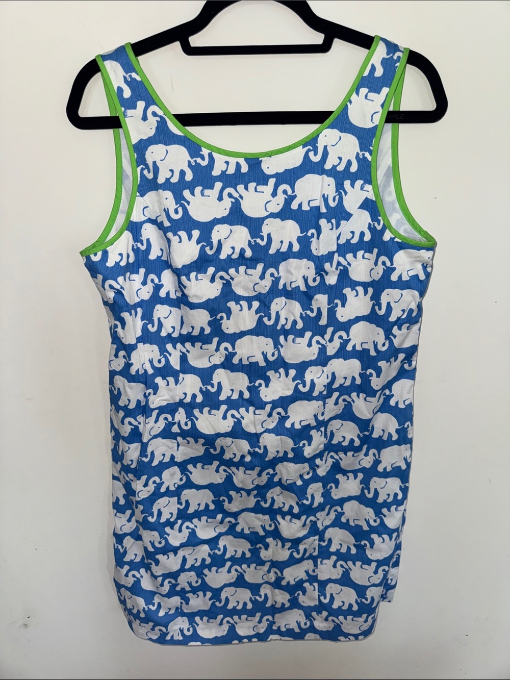 Lilly Pulitzer Blue Elephant Print dress  with Green Trim